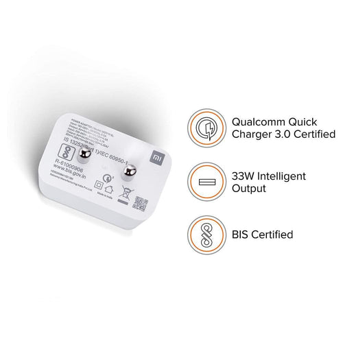 Mi 33W Sonic Charge 2.0 Charger Adapter With Type C Data Cable - White