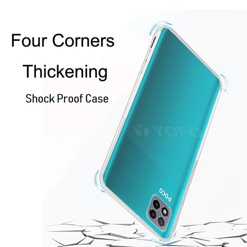 YOFO Silicon Full Protection Back Cover for MI Poco C3 (Transparent)