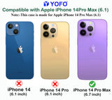 YOFO Electroplated Logo View Back Cover Case for Apple iPhone 14 Pro Max [6.7] (Transparent|Chrome|TPU+Polycarbonate)- GOLD