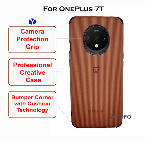 YOFO Creative Case Back Cover for OnePlus 7T Shockproof (Brown)