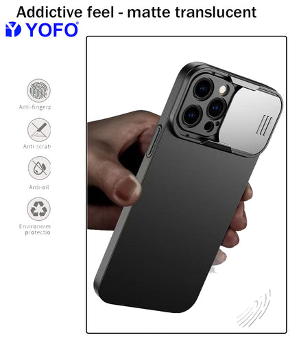 Prime Metal Shutter, Slim Protective Back Cover With Camera Slide Protector For iPhone 13 (6.1) With Free Triangle Mobile Stand