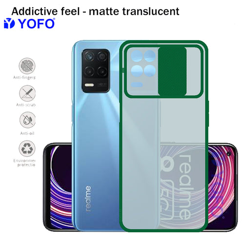 YOFO Camera Shutter Back Cover For Realme 8 {5G} With Free Foldable Mobile Stand
