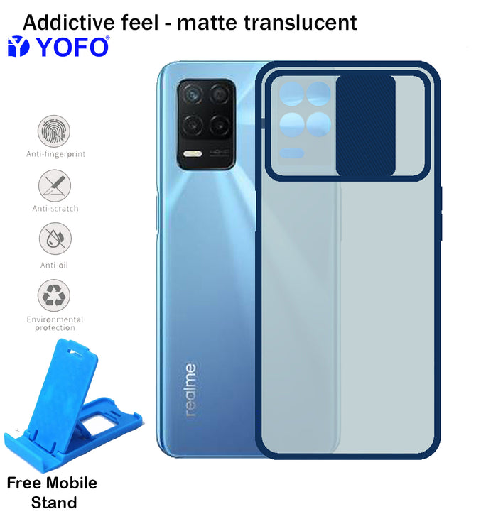YOFO Camera Shutter Back Cover For Realme 8 {5G} With Free Foldable Mobile Stand