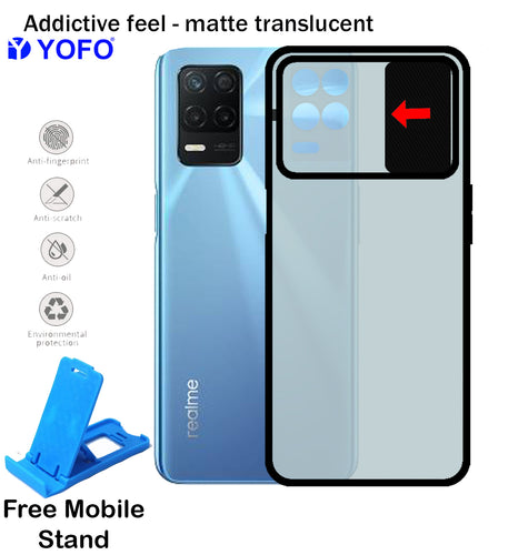 YOFO Camera Shutter Back Cover For Realme 8 {5G} With Free Foldable Mobile Stand