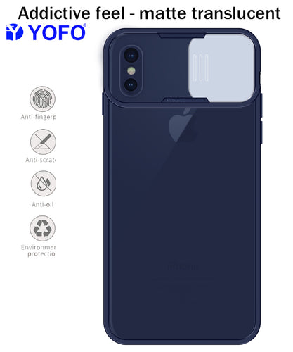 Prime Metal Shutter, Slim Protective Back Cover With Camera Slide Protector For iPhone X With Free Triangle Mobile Stand