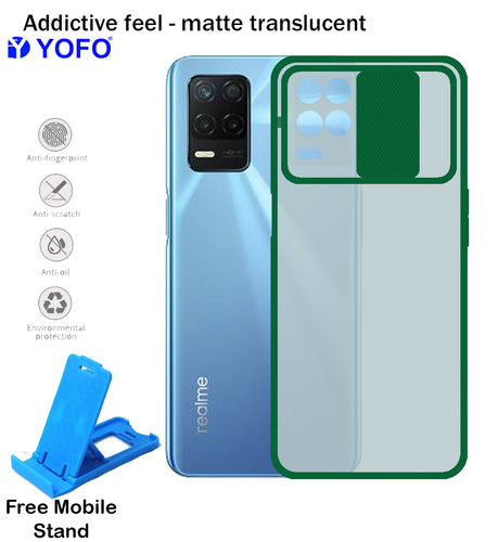 YOFO Camera Shutter Back Cover For Realme 8 {5G} With Free Foldable Mobile Stand