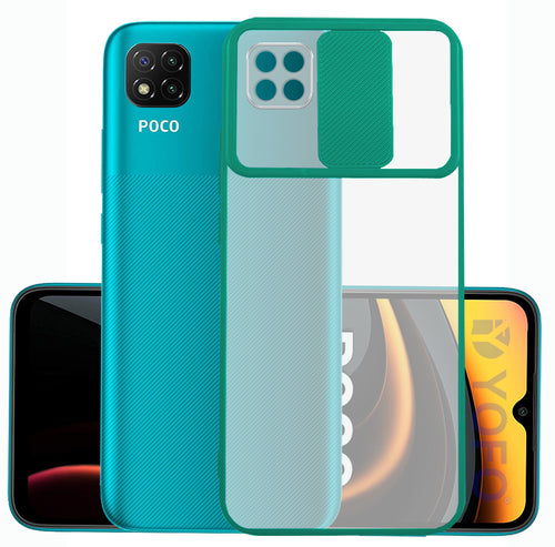 YOFO Camera Shutter Back Cover For Poco C3 With Free OTG Adapter (CYAN)
