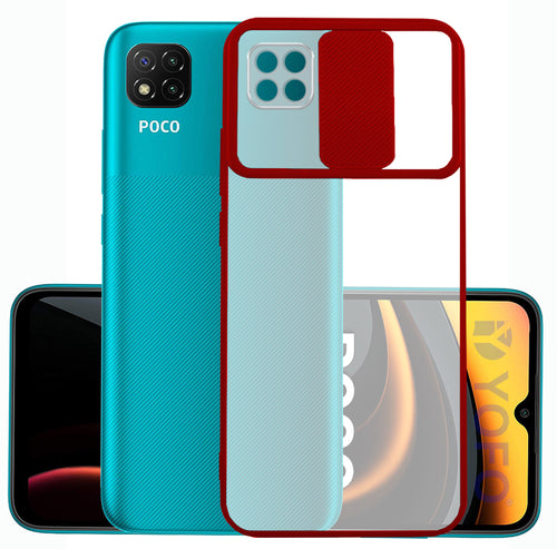 YOFO Camera Shutter Back Cover For Poco C3 With Free OTG Adapter (RED)