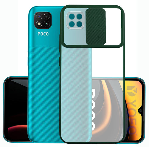 YOFO Camera Shutter Back Cover For Poco C3 With Free OTG Adapter (GREEN)