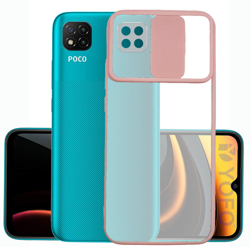 YOFO Camera Shutter Back Cover For Poco C3 With Free OTG Adapter (PINK)