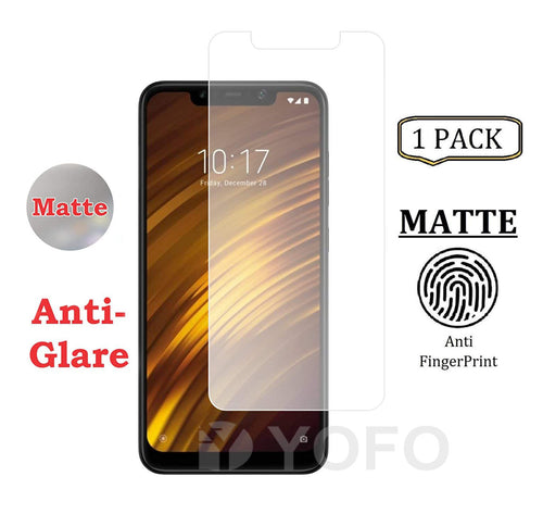 YOFO Anti Glare Matte Finish Anti-Fingerprint 9H 100% Tempered Glass Screen Protector for MI Poco F1 (Transparent)