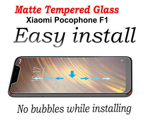 YOFO Anti Glare Matte Finish Anti-Fingerprint 9H 100% Tempered Glass Screen Protector for MI Poco F1 (Transparent)