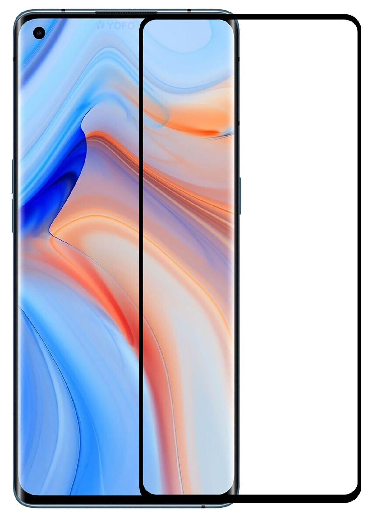 YOFO HD D+ Edge to Edge Full Screen Coverage Tempered Glass for Oppo Reno Full Glue Gorilla Glass (Black)