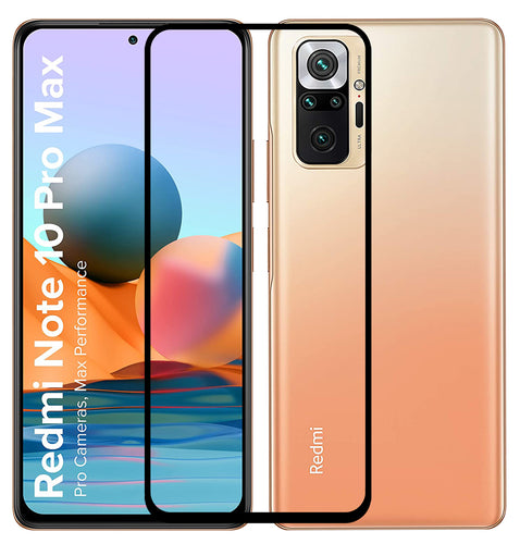 YOFO HD D+ Edge to Edge Full Screen Coverage Tempered Glass for Mi Redmi Note 10 Pro / Note 10 Pro Max - Full Glue Gorilla Glass (Black)