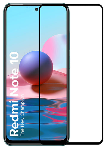 YOFO HD D+ Edge to Edge Full Screen Coverage Tempered Glass for Mi Redmi Note 10 - Full Glue Gorilla Glass (Black)