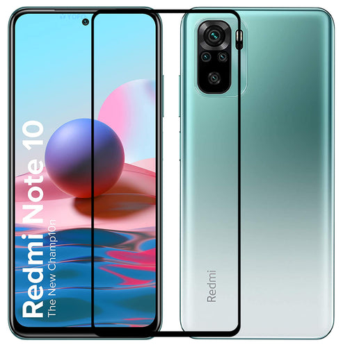 YOFO HD D+ Edge to Edge Full Screen Coverage Tempered Glass for Mi Redmi Note 10 - Full Glue Gorilla Glass (Black)