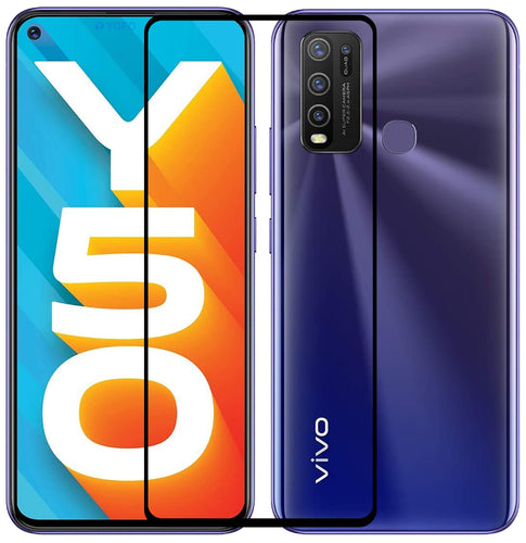 YOFO HD D+ Edge to Edge Full Screen Coverage Tempered Glass for Vivo Y50 - Full Glue Gorilla Glass (Black)