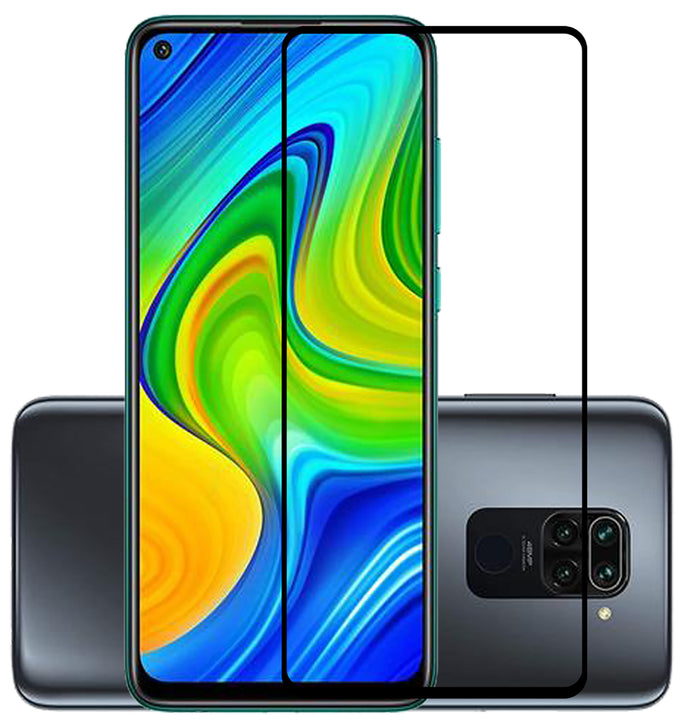 YOFO HD D+ Edge to Edge Full Screen Coverage Tempered Glass for Redmi Note 9 - Full Glue Gorilla Glass (Black)