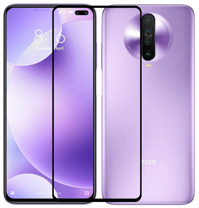 YOFO HD D+ Edge to Edge Full Screen Coverage Tempered Glass for Poco X2- Full Glue Gorilla Glass (Black)