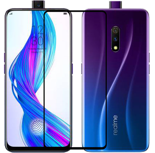 YOFO HD D+ Edge to Edge Full Screen Coverage Tempered Glass for Realme X - Full Glue Gorilla Glass (Black)