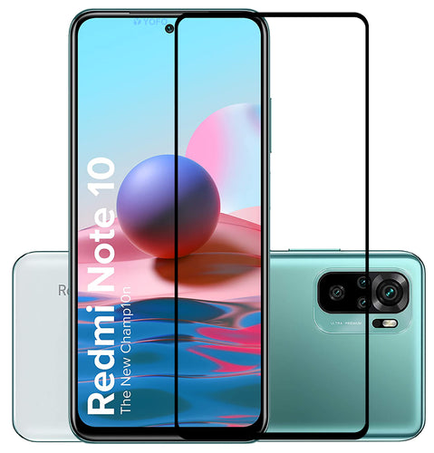 YOFO HD D+ Edge to Edge Full Screen Coverage Tempered Glass for Mi Redmi Note 10 - Full Glue Gorilla Glass (Black)