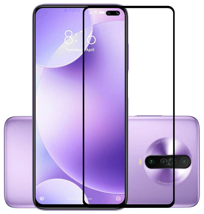 YOFO HD D+ Edge to Edge Full Screen Coverage Tempered Glass for Poco X2- Full Glue Gorilla Glass (Black)