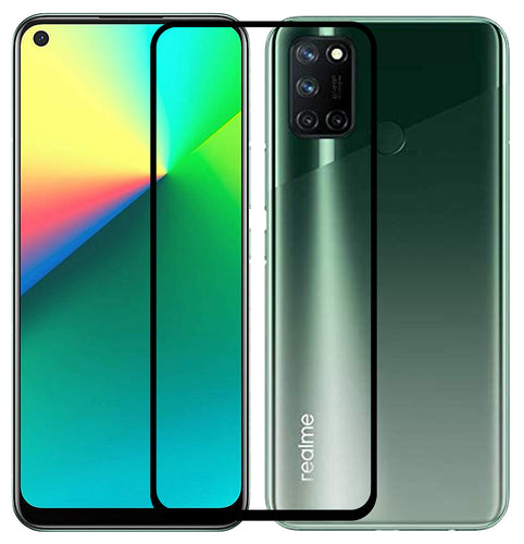 YOFO HD D+ Edge to Edge Full Screen Coverage Tempered Glass for Realme 7i - Full Glue Gorilla Glass (Black)