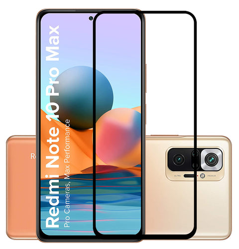 YOFO HD D+ Edge to Edge Full Screen Coverage Tempered Glass for Mi Redmi Note 10 Pro / Note 10 Pro Max - Full Glue Gorilla Glass (Black)