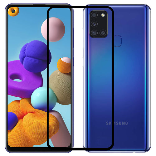YOFO HD D+ Edge to Edge Full Screen Coverage Tempered Glass for Samsung A21s - Full Glue Gorilla Glass (Black)