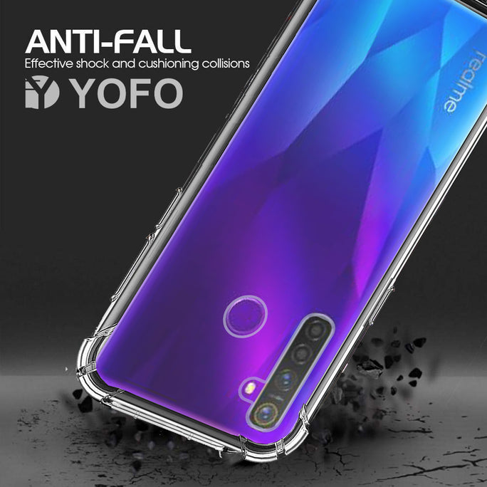 YOFO Rubber Shockproof Soft Transparent Back Cover for Realme 5 / Realme 5i / Narzo 10- All Sides Protection Case