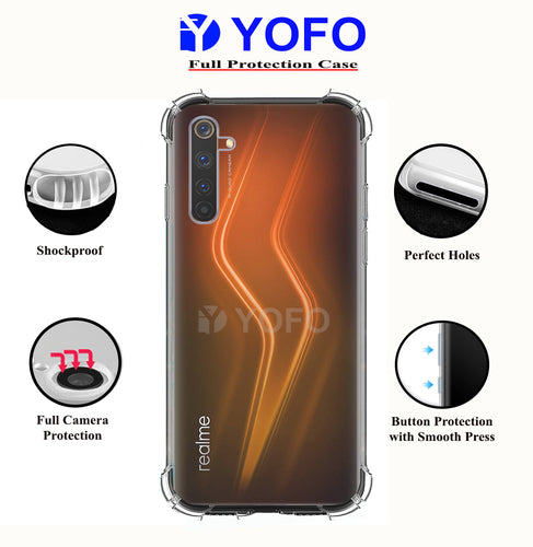 YOFO Rubber Shockproof Soft Transparent Back Cover for REALME 6 - All Sides Protection Case