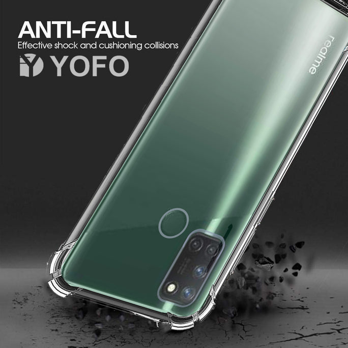 YOFO Rubber Shockproof Soft Transparent Back Cover for Realme 7i / C17 - All Sides Protection Case