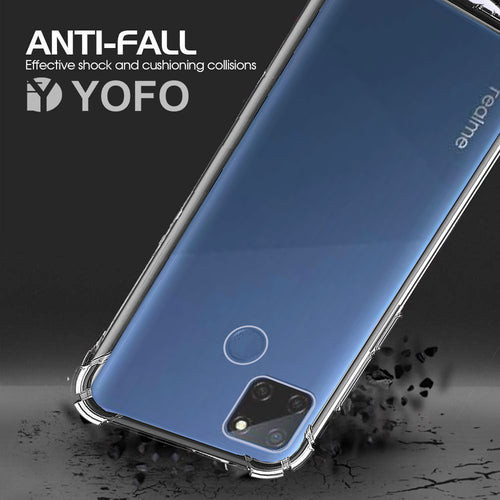 YOFO Rubber Shockproof Soft Transparent Back Cover for Realme C12 - All Sides Protection Case