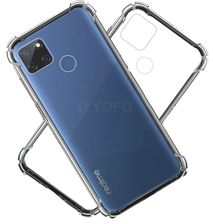 YOFO Rubber Shockproof Soft Transparent Back Cover for Realme C12 - All Sides Protection Case