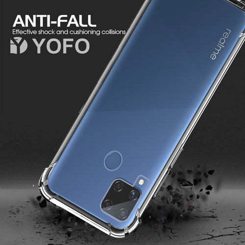 YOFO Rubber Shockproof Soft Transparent Back Cover for Realme C15 - All Sides Protection Case