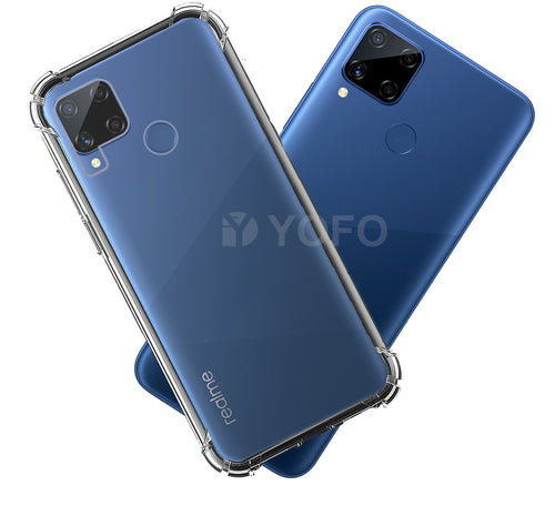 YOFO Rubber Shockproof Soft Transparent Back Cover for Realme C15 - All Sides Protection Case