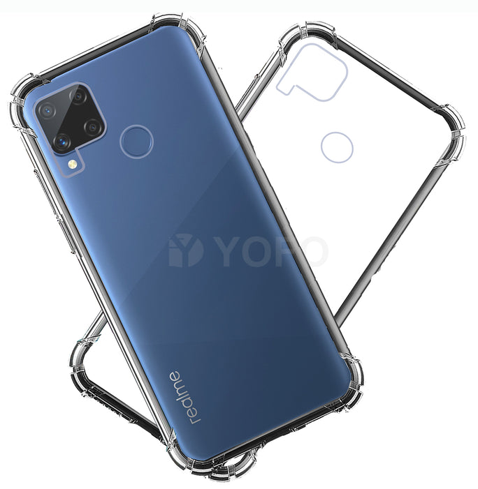 YOFO Rubber Shockproof Soft Transparent Back Cover for Realme C15 - All Sides Protection Case