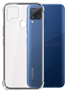 YOFO Rubber Shockproof Soft Transparent Back Cover for Realme C15 - All Sides Protection Case