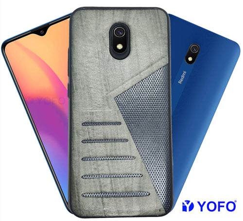 YOFO | The Case with Look | Leather Premuim Back Case Cover for Mi Redmi 8A (GRAY)
