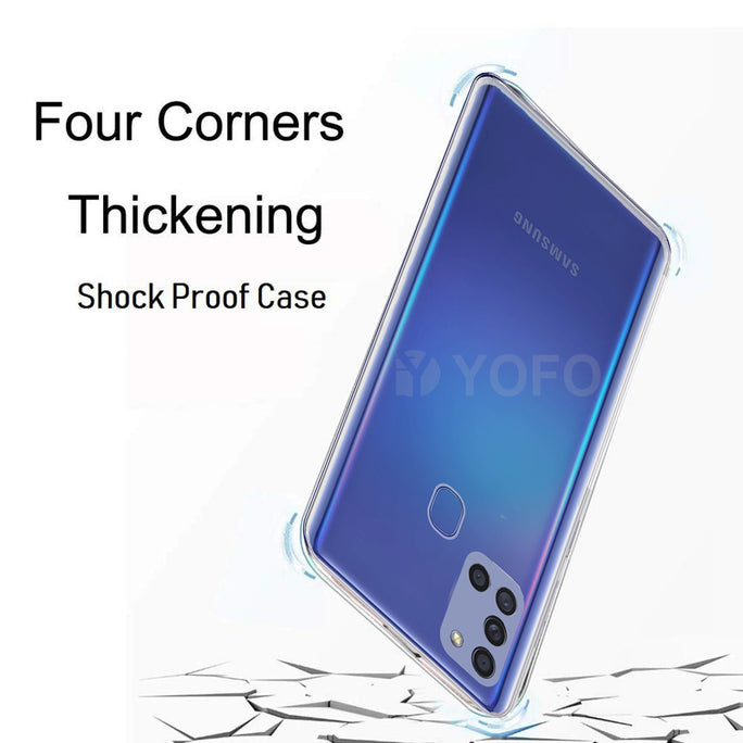 YOFO Back Cover for Samsung A21s (Transparent) with Dust Plug & Camera Protection