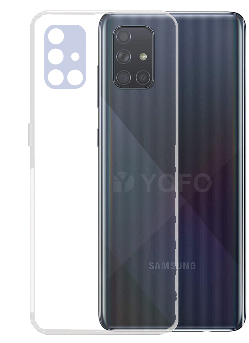 YOFO Back Cover for Samsung A71 (Transparent) with Dust Plug Camera Protection