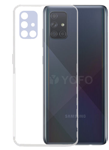 YOFO Back Cover for Samsung A71 (Transparent) with Dust Plug & Camera Protection
