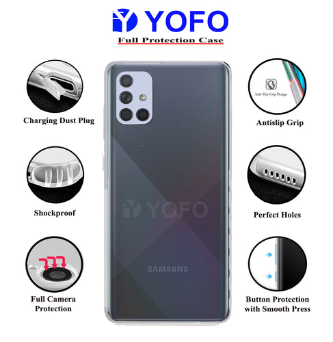 YOFO Back Cover for Samsung A51 (Transparent) with Dust Plug & Camera Protection