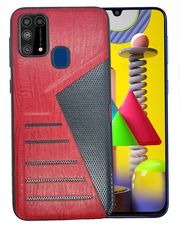 YOFO | The Case with Look | Leather Premuim Back Case Cover for Samsung Galaxy F41 / Samsung Galaxy M31 / Samsung Galaxy M31 Prime (Red)