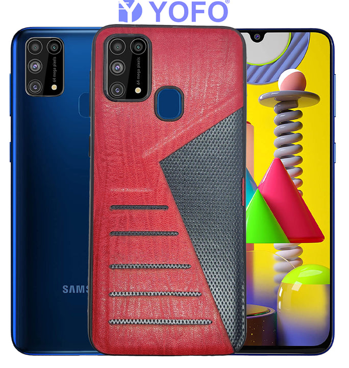 YOFO | The Case with Look | Leather Premuim Back Case Cover for Samsung Galaxy F41 / Samsung Galaxy M31 / Samsung Galaxy M31 Prime (Red)