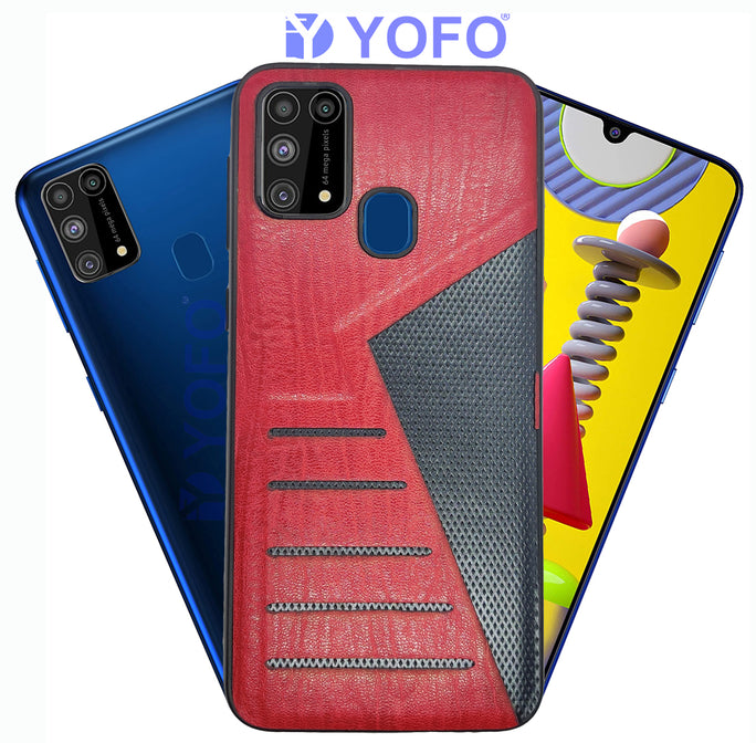 YOFO | The Case with Look | Leather Premuim Back Case Cover for Samsung Galaxy F41 / Samsung Galaxy M31 / Samsung Galaxy M31 Prime (Red)