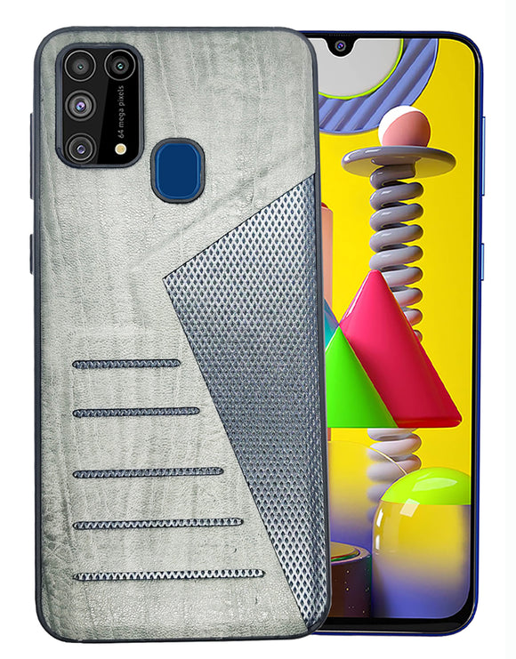 YOFO | The Case with Look | Leather Premuim Back Case Cover for Samsung Galaxy F41 / Samsung Galaxy M31 / Samsung Galaxy M31 Prime (Gray)
