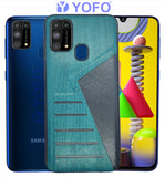 YOFO | The Case with Look | Leather Premuim Back Case Cover for Samsung Galaxy F41 / Samsung Galaxy M31 / Samsung Galaxy M31 Prime (Aqua Blue)