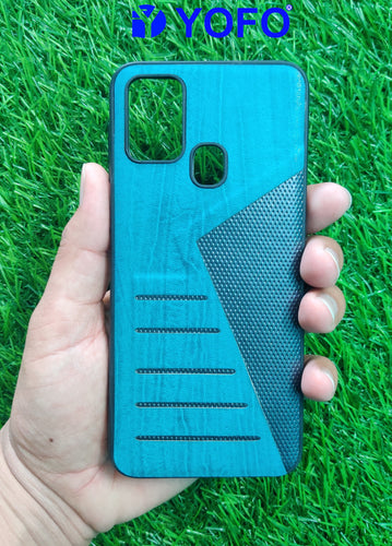YOFO | The Case with Look | Leather Premuim Back Case Cover for Samsung Galaxy F41 / Samsung Galaxy M31 / Samsung Galaxy M31 Prime (Aqua Blue)