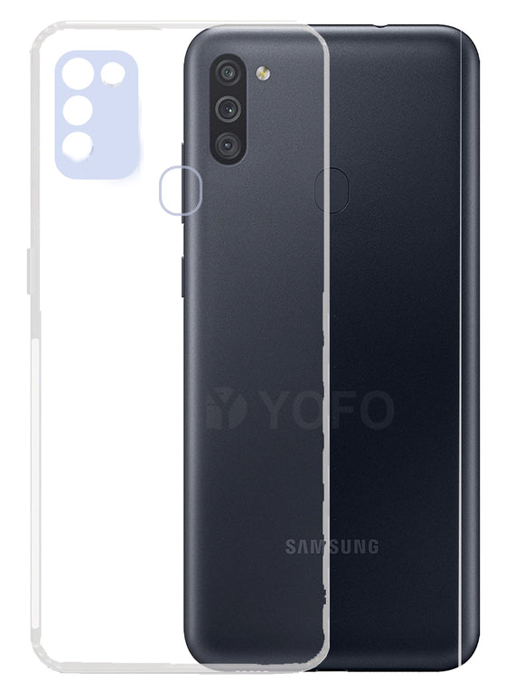 YOFO Back Cover for Samsung A11/M11 (Transparent) with Dust Plug & Camera Protection
